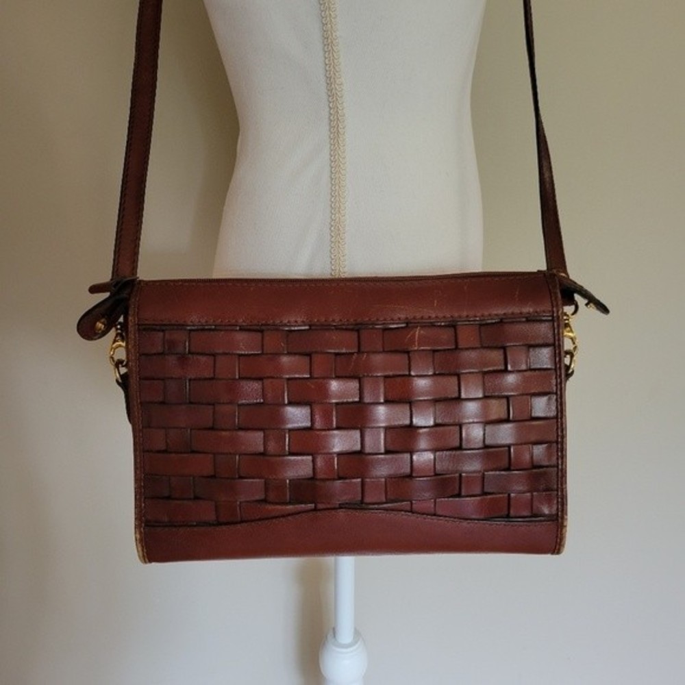 Etienne Aigner Vintage Woven Red Brown Crossbody Bag